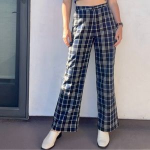 Blue and white plaid checkered Brandy Melville Cotton Pants